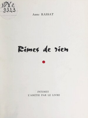 cover image of Rimes de rien